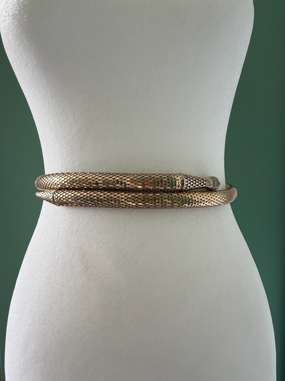 Vintage Whiting and Davis Gold-Tone Coiled Snake Waist Belt - Women Accessories